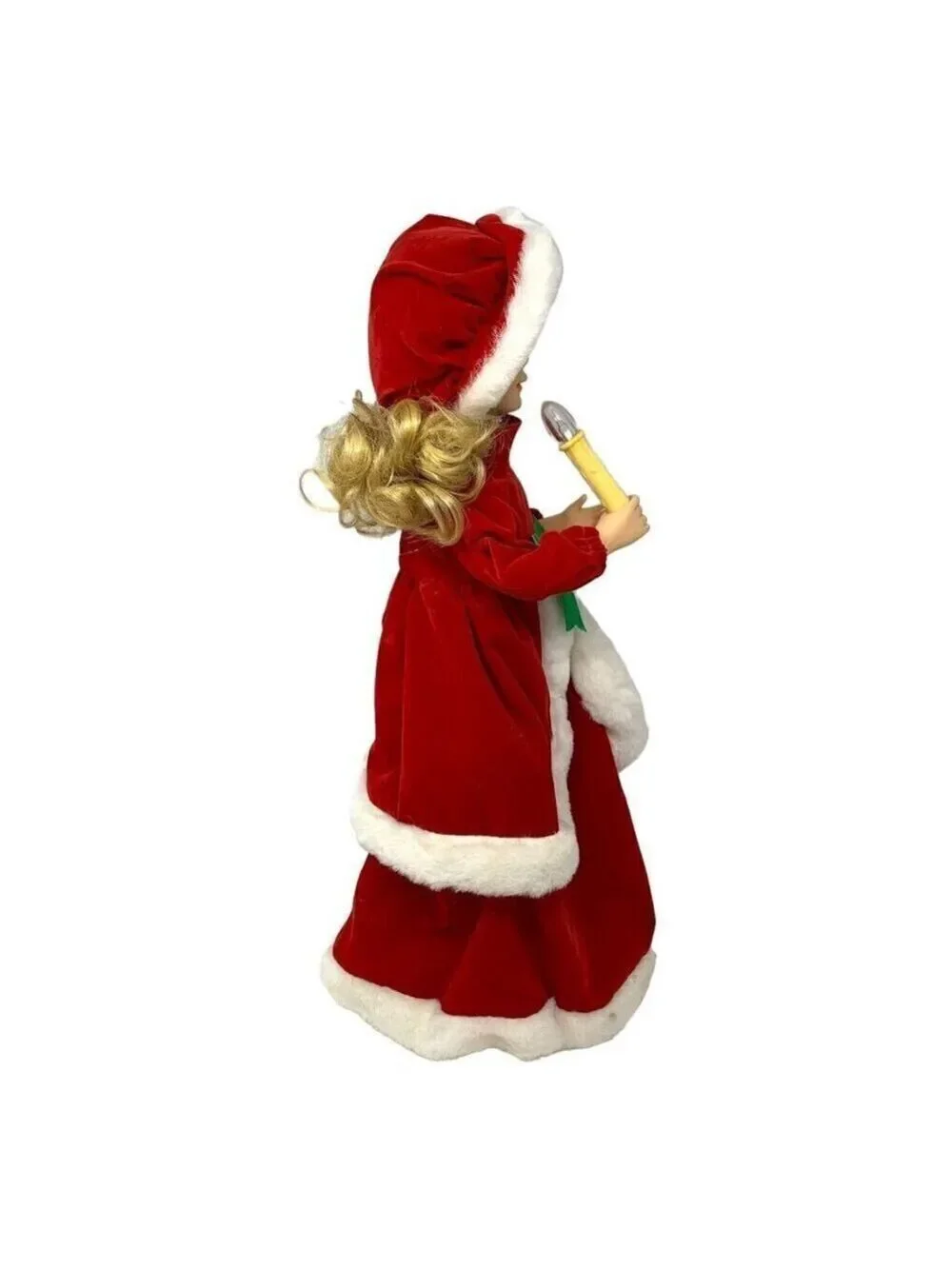 Vintage Blonde Christmas Caroler Doll READ Red Velvet White Faux Fur Holiday